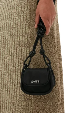 Clearance GANNI Knot Mini Flap Over Bag Black