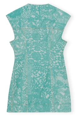 Discount GANNI Lace Printed Denim Mini Dress Canton