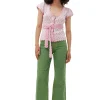 New GANNI Lace Short Sleeve Cardigan Pink Tulle