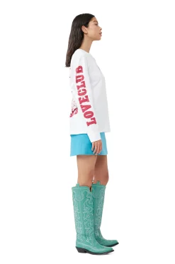 New GANNI Layered Long Sleeve T-Shirt Bright White