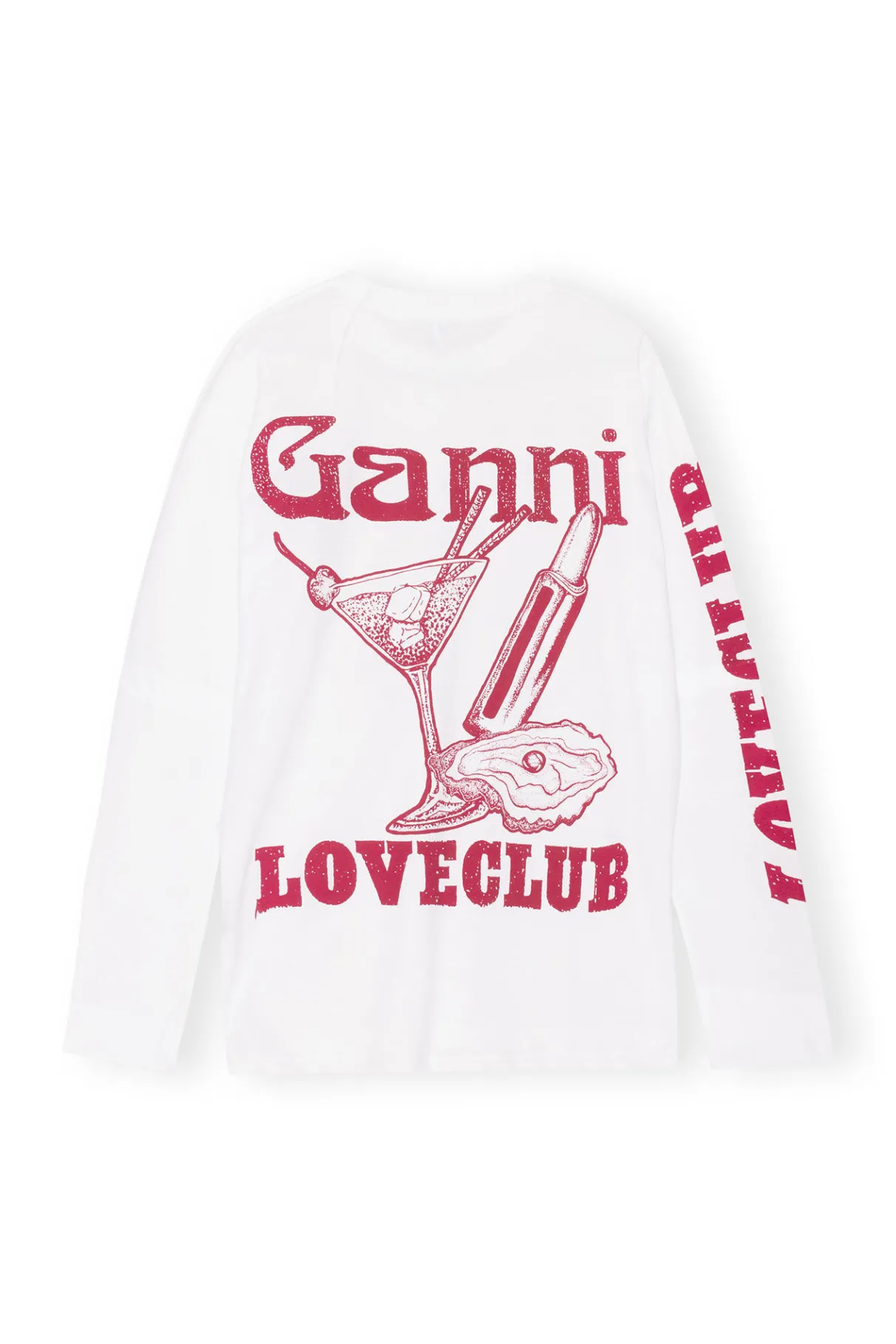 New GANNI Layered Long Sleeve T-Shirt Bright White