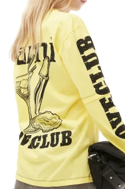 Hot GANNI Layered Long Sleeve T-Shirt Lemon Zest