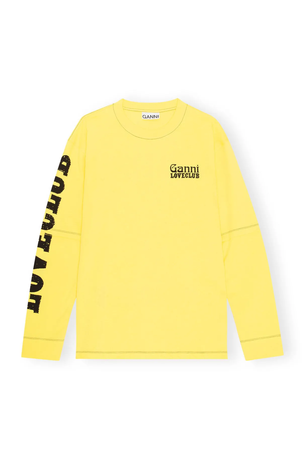 Hot GANNI Layered Long Sleeve T-Shirt Lemon Zest