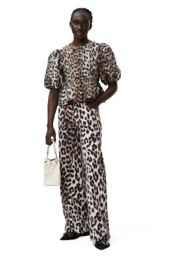 Fashion GANNI Leopard Jozey Jeans Big Leopard Almond Milk