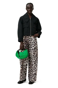 Fashion GANNI Leopard Jozey Jeans Big Leopard Almond Milk