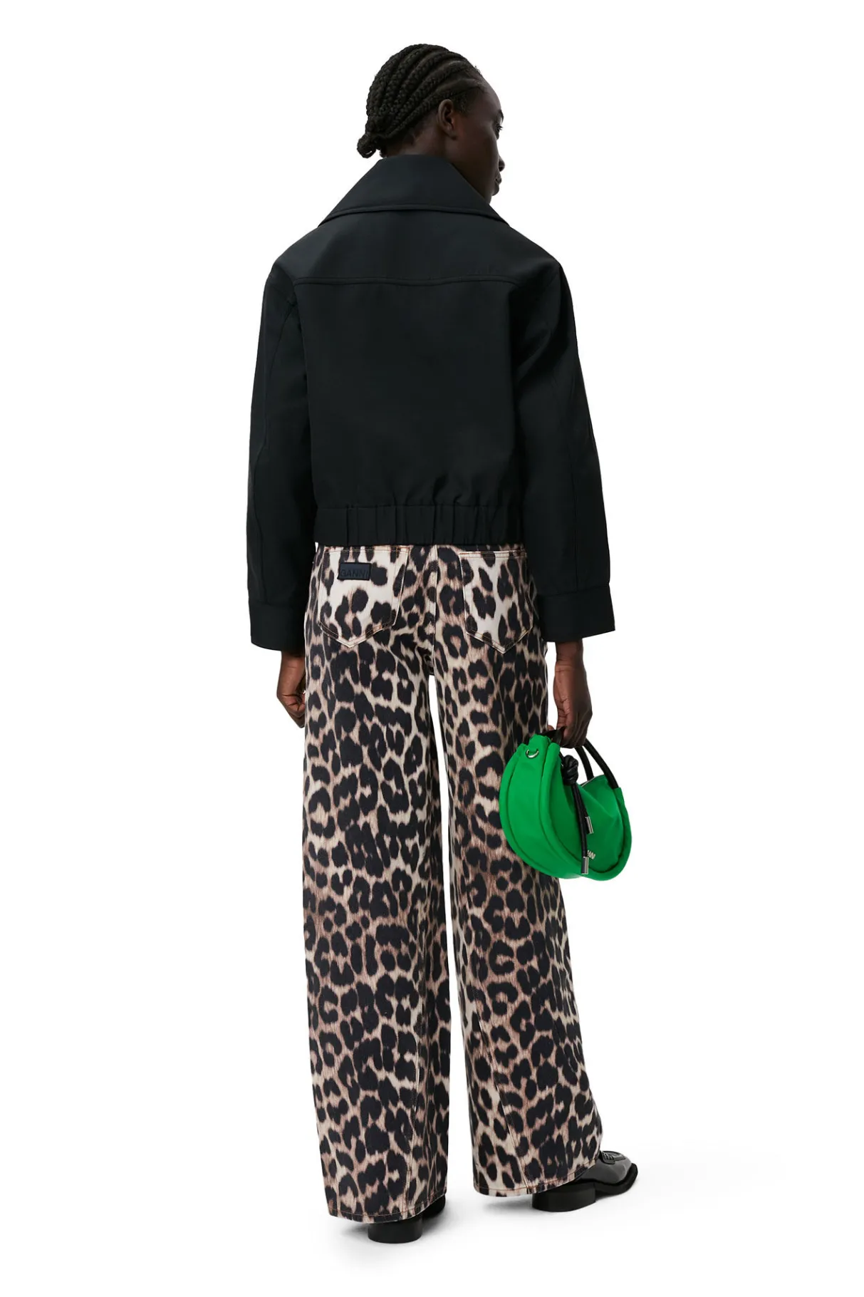 Fashion GANNI Leopard Jozey Jeans Big Leopard Almond Milk