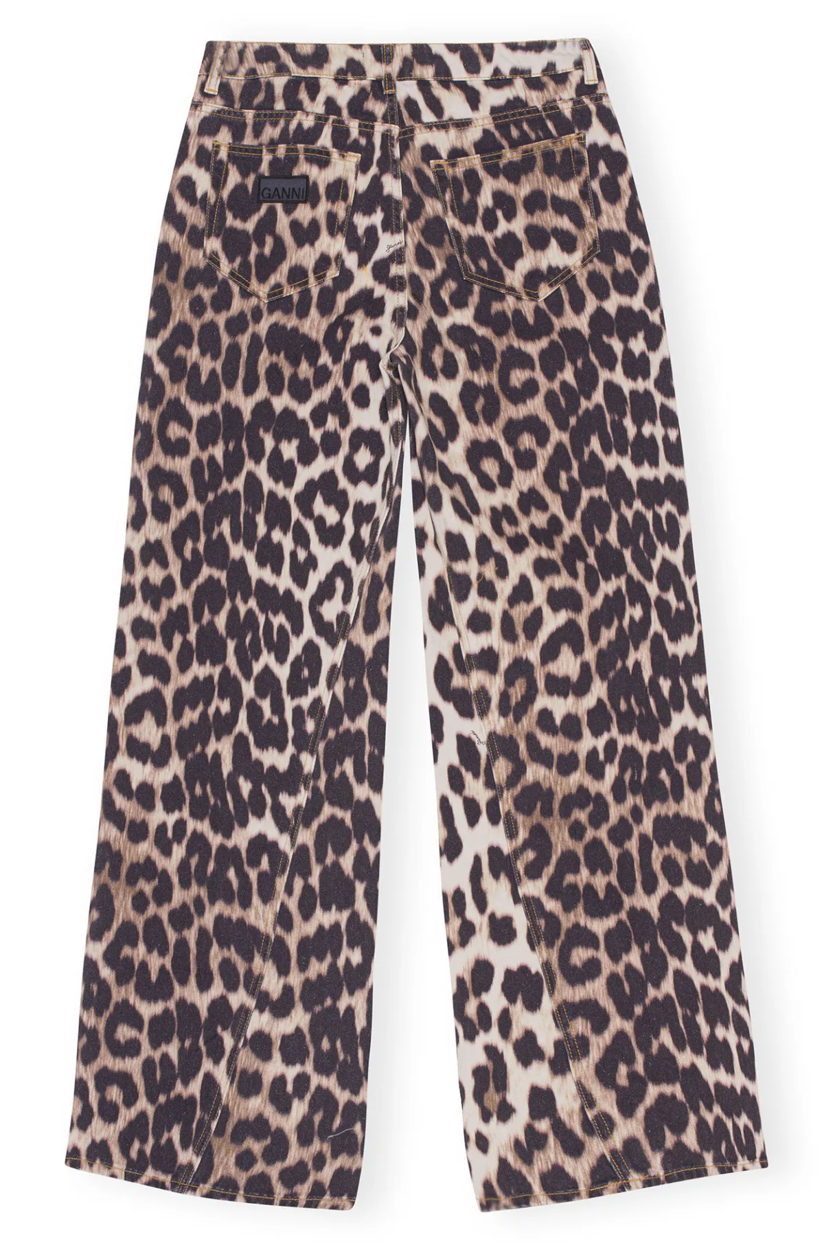 Fashion GANNI Leopard Jozey Jeans Big Leopard Almond Milk