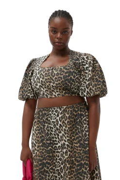Fashion GANNI Leopard Printed Elasticated Maxi Skirt Big Leopard Almond Milk