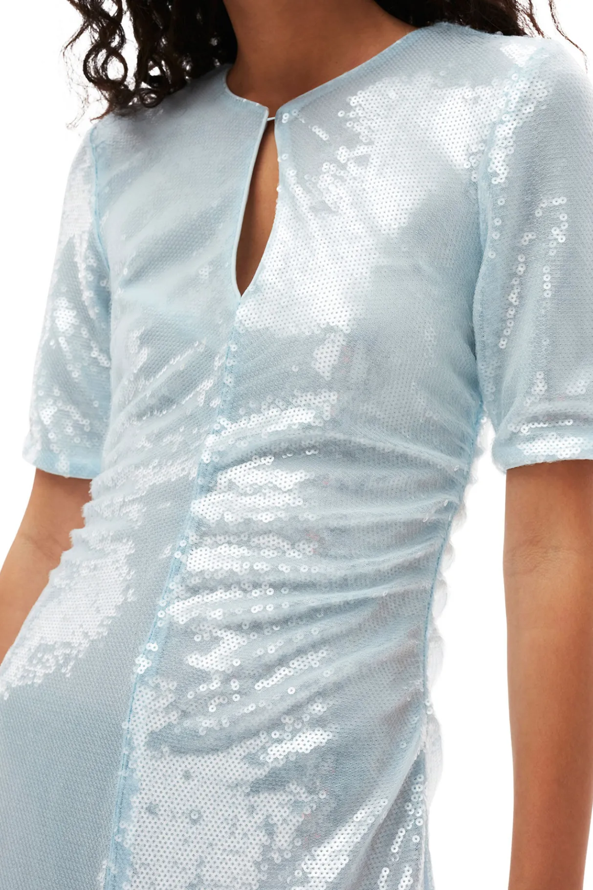Cheap GANNI Light Sequins Maxi Dress Ice Water
