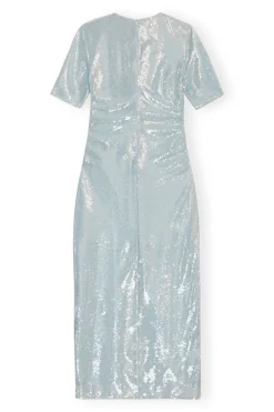 Cheap GANNI Light Sequins Maxi Dress Ice Water