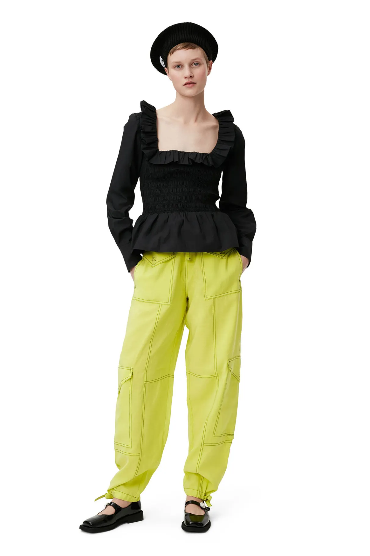 Online GANNI Light Slub Pocket Pants Sulphur Spring