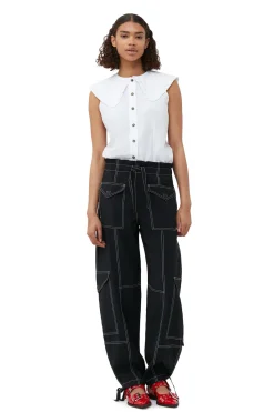 Fashion GANNI Light Slub Pocket Pants Black