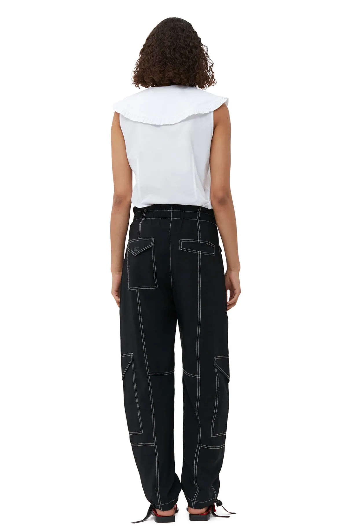 Fashion GANNI Light Slub Pocket Pants Black