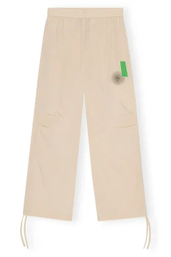 New GANNI Light Tech Drawstring Pants Biscotti