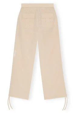 New GANNI Light Tech Drawstring Pants Biscotti