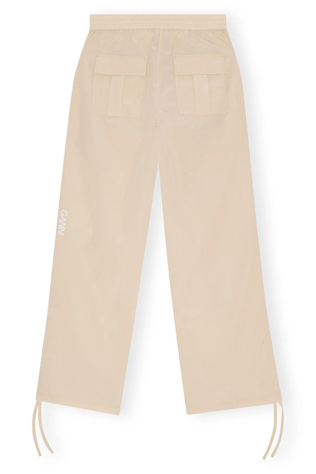 New GANNI Light Tech Drawstring Pants Biscotti