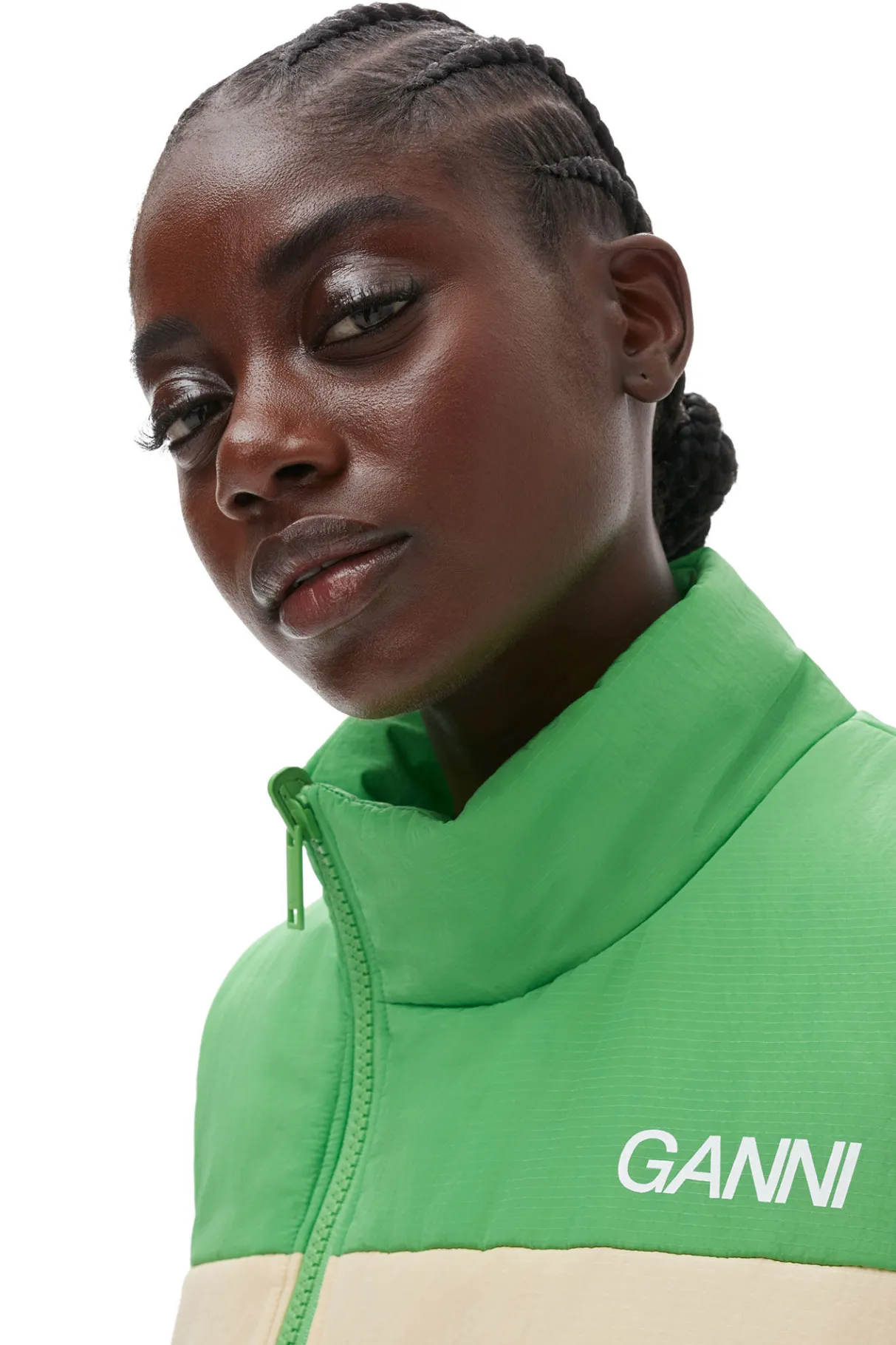 Clearance GANNI Light Tech Puffer Reversible Vest Classic Green