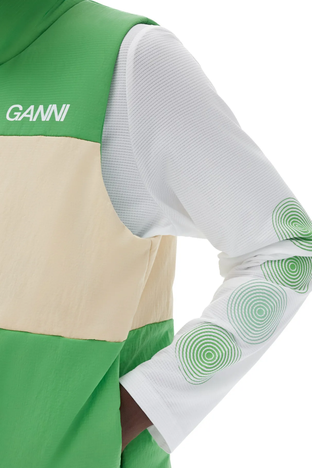 Clearance GANNI Light Tech Puffer Reversible Vest Classic Green