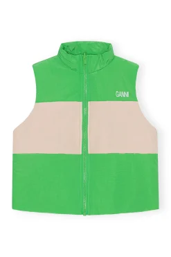 Clearance GANNI Light Tech Puffer Reversible Vest Classic Green