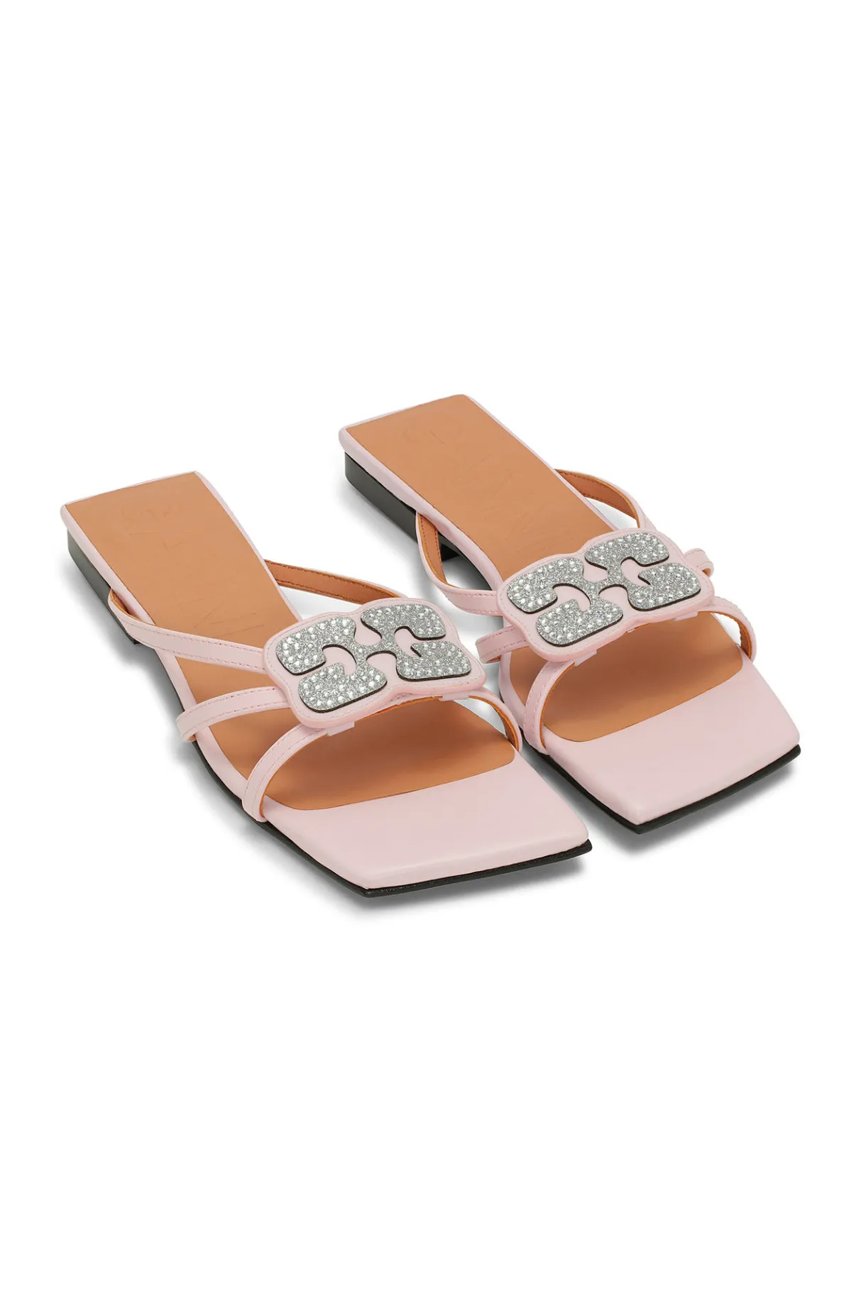 Best Sale GANNI Lilac Butterfly Strass Flat Sandals Light Lilac