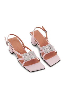 Online GANNI Lilac Butterfly Strass Kitten Heel Sandals Light Lilac
