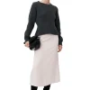 Online GANNI Lilac Satin Midi Skirt Light Lilac