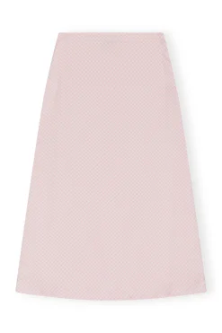 Online GANNI Lilac Satin Midi Skirt Light Lilac