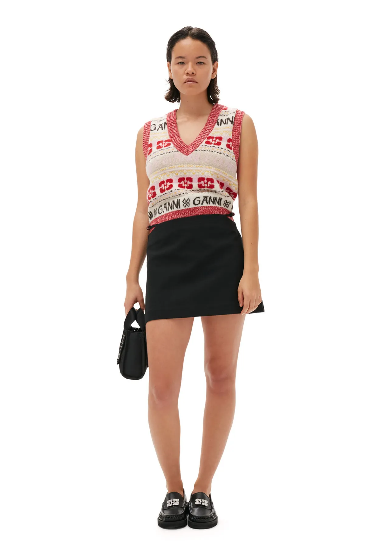 Online GANNI Logo Wool Mix Vest Multicolour