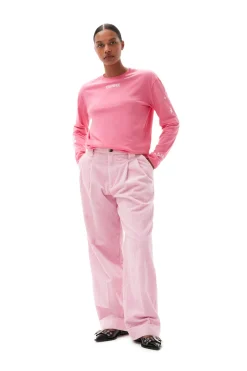 Store GANNI Long Sleeve T-Shirt Shocking Pink