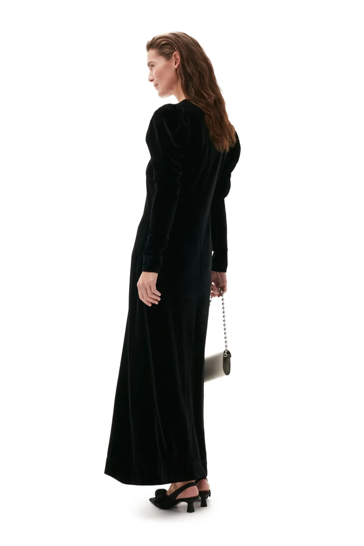 Clearance GANNI Long Velvet Dress Black