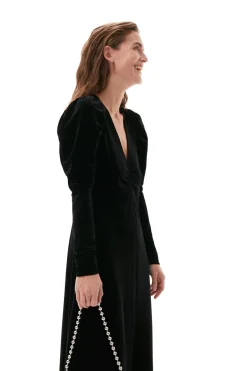 Clearance GANNI Long Velvet Dress Black