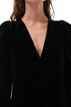 Clearance GANNI Long Velvet Dress Black