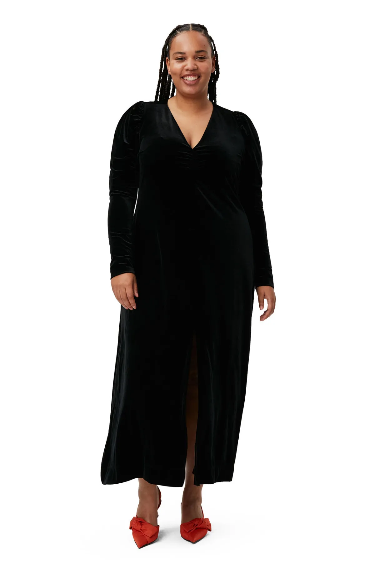 Clearance GANNI Long Velvet Dress Black