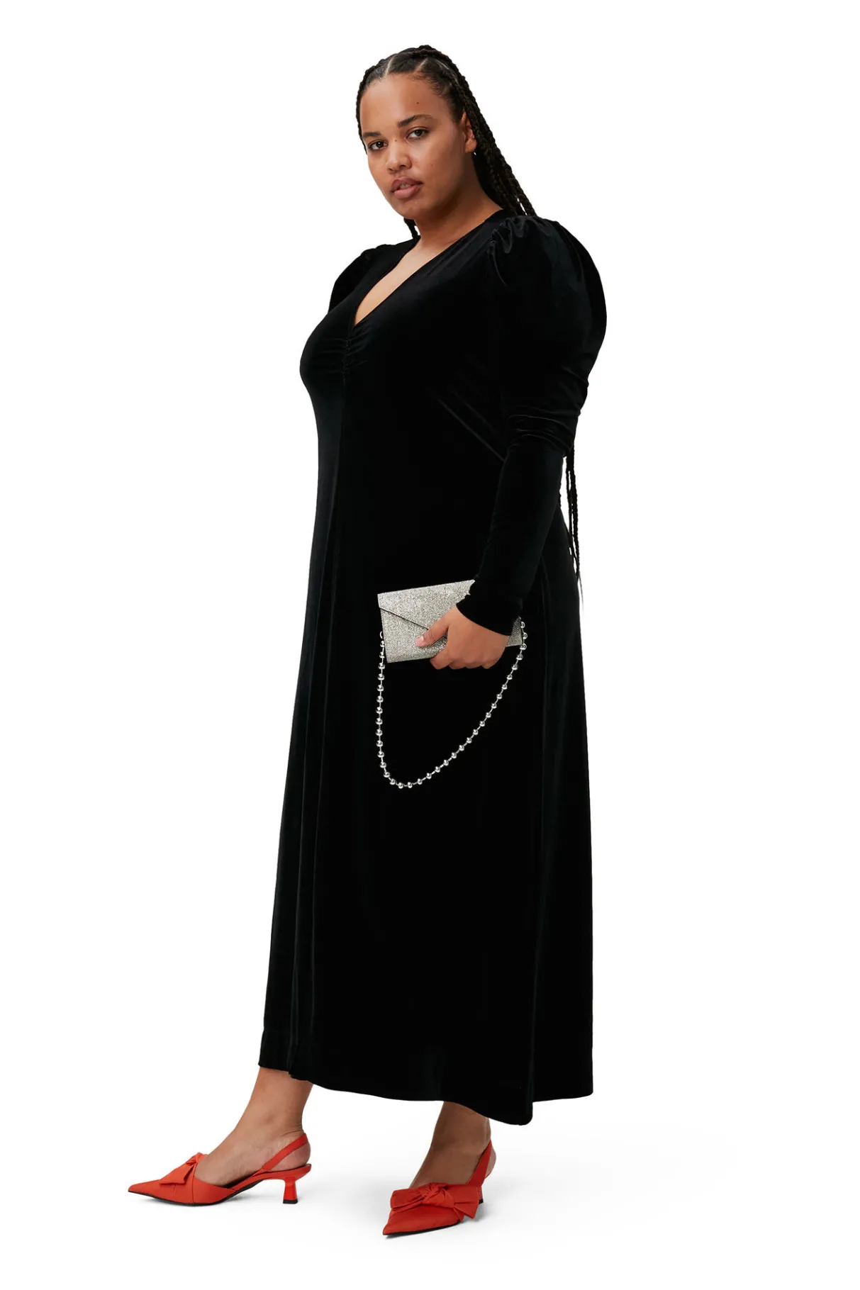 Clearance GANNI Long Velvet Dress Black
