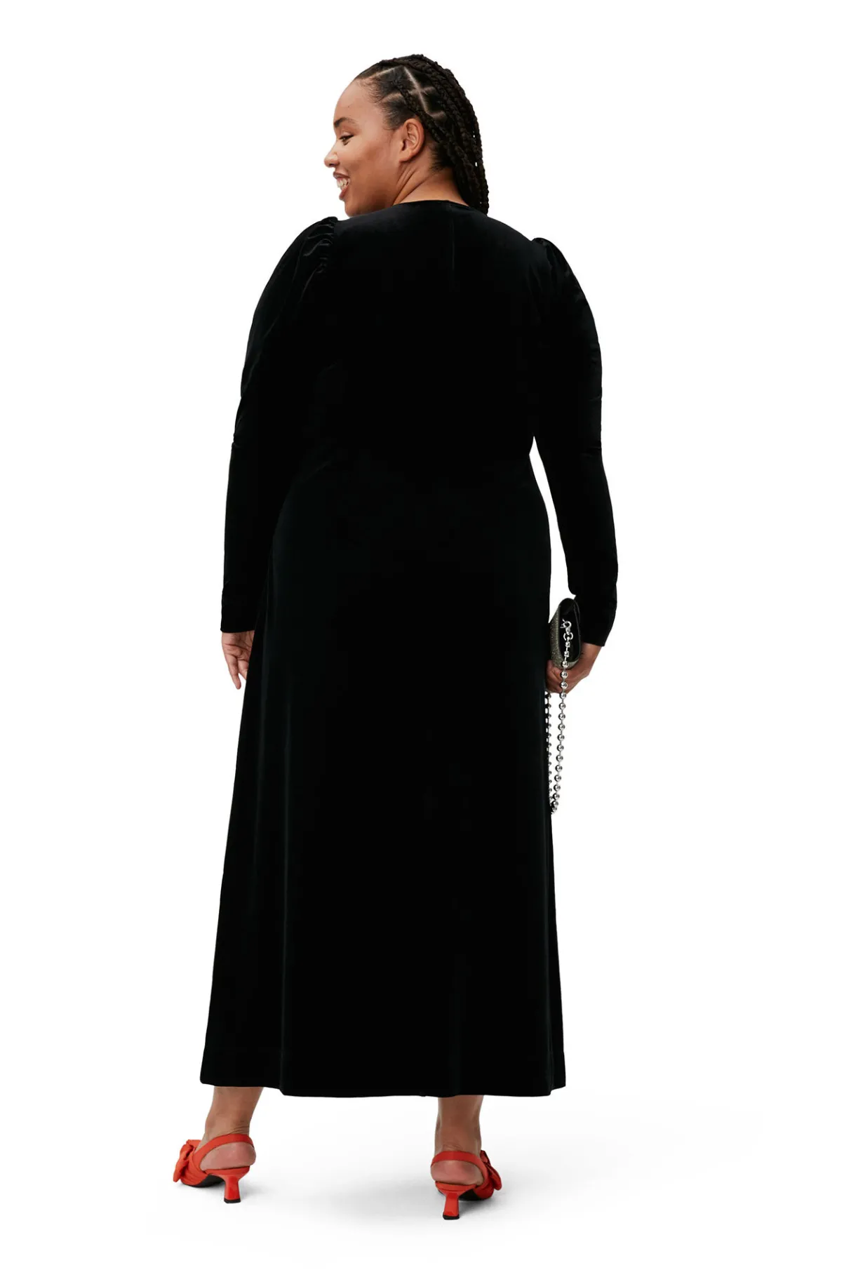 Clearance GANNI Long Velvet Dress Black