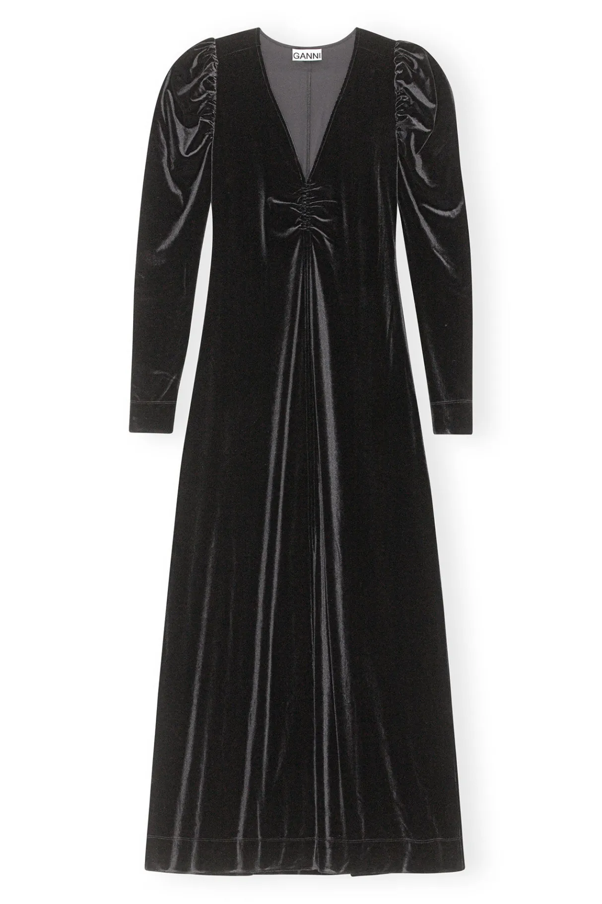 Clearance GANNI Long Velvet Dress Black
