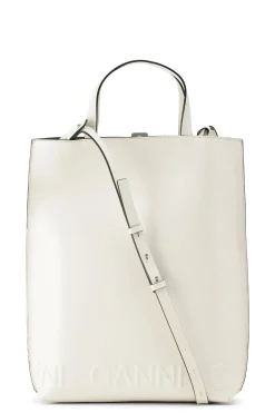 Cheap GANNI Medium Banner Tote Strap Bag Egret