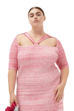 Online GANNI Melange Cut Out Mini Dress Love Potion