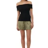 Cheap GANNI Melange Knit Off Shoulder Top Black
