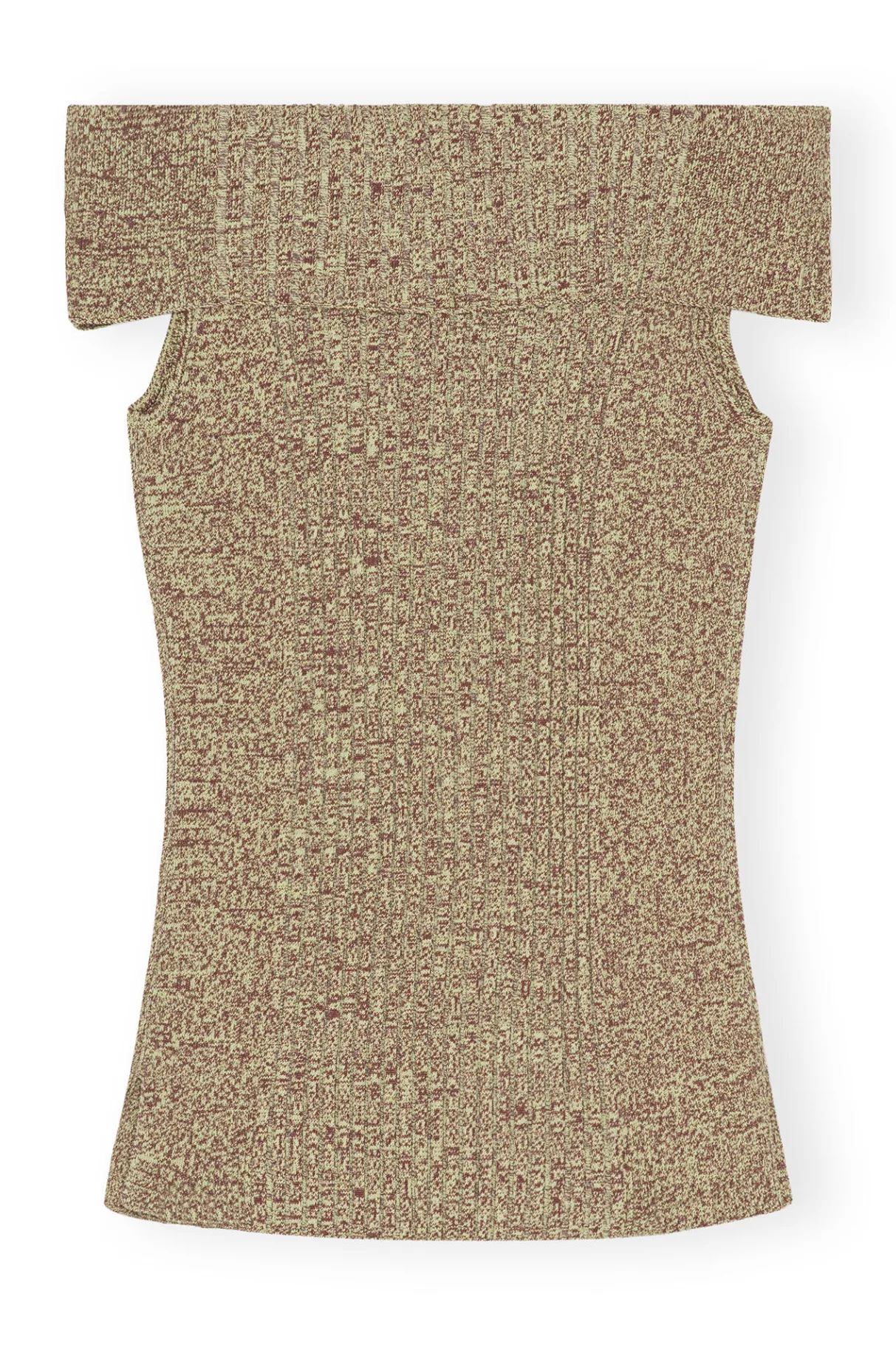Outlet GANNI Melange Knit Off Shoulder Top Brandy Brown