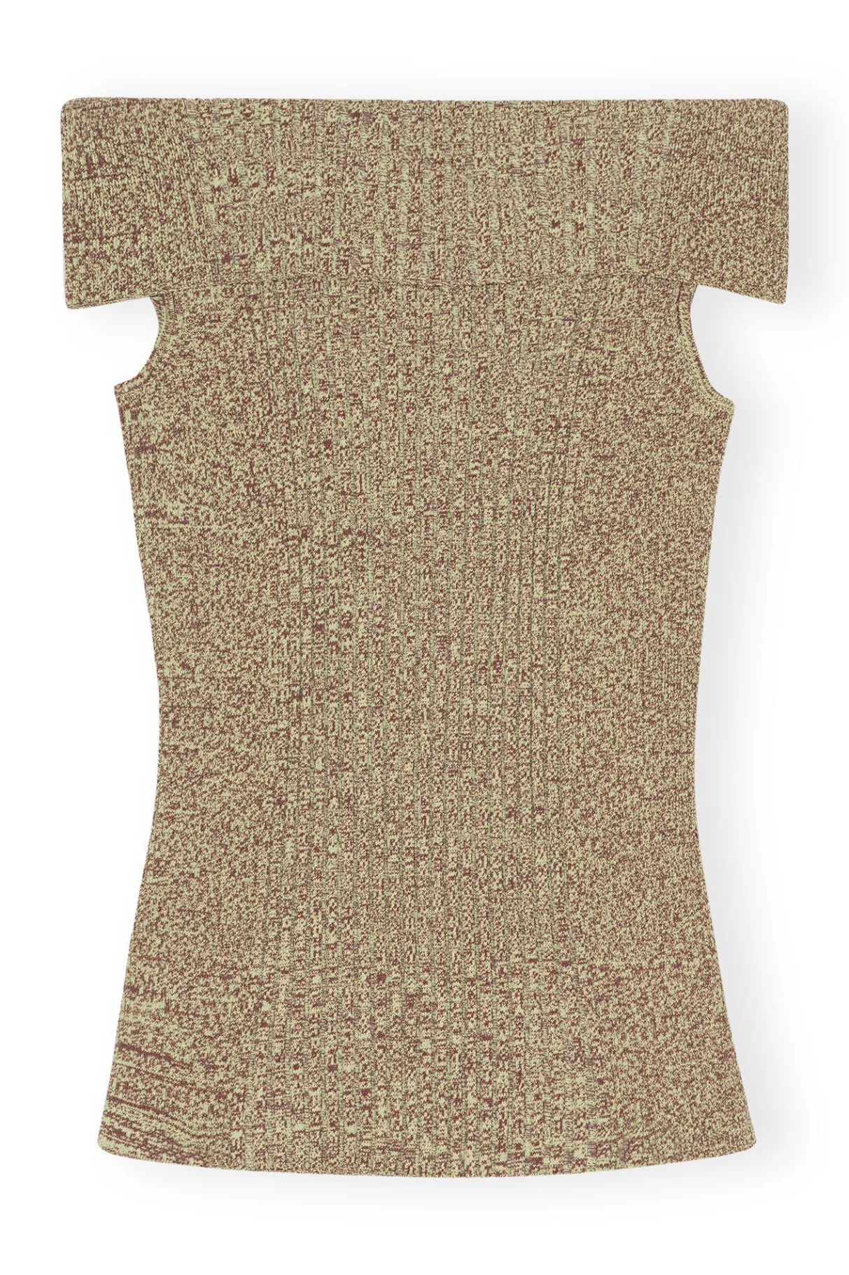 Outlet GANNI Melange Knit Off Shoulder Top Brandy Brown