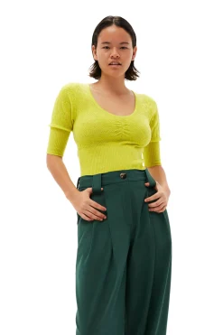 Discount GANNI Merino Lace O-Neck Blouse Tender Shoots