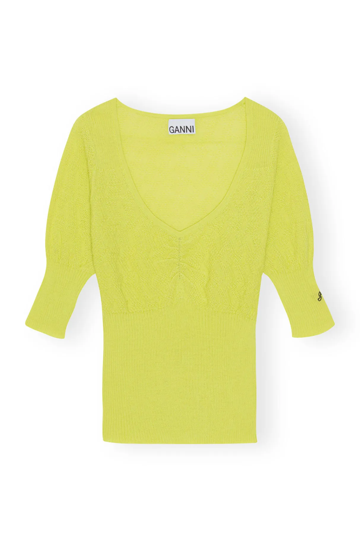 Discount GANNI Merino Lace O-Neck Blouse Tender Shoots