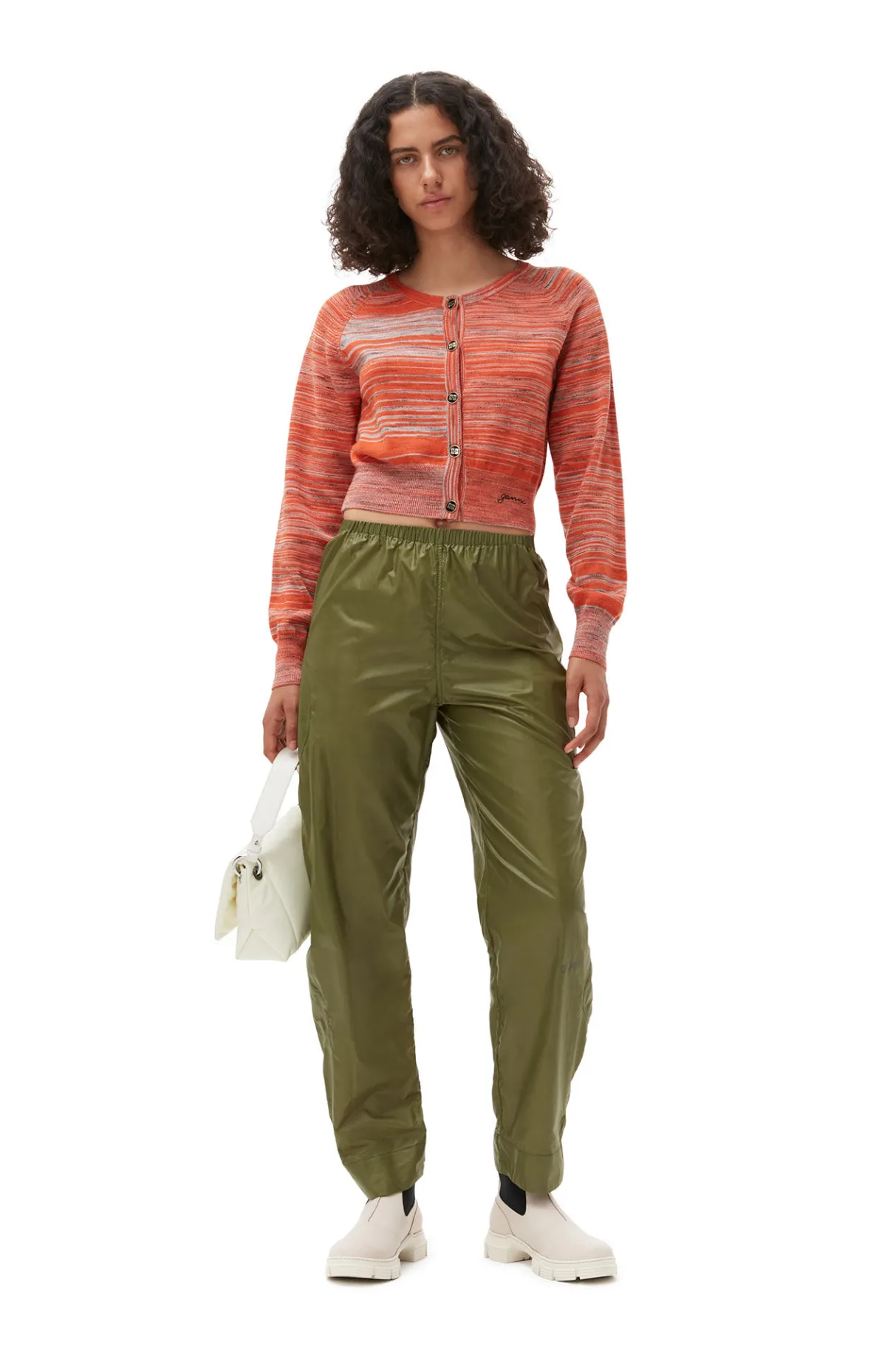 Hot GANNI Merino Mouline Cardigan Vibrant Orange