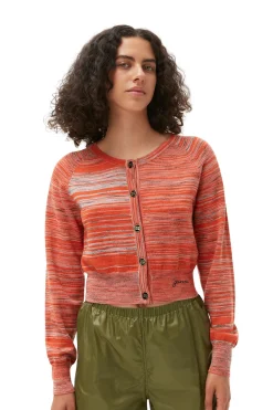 Hot GANNI Merino Mouline Cardigan Vibrant Orange