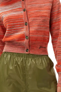 Hot GANNI Merino Mouline Cardigan Vibrant Orange
