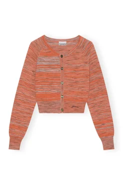 Hot GANNI Merino Mouline Cardigan Vibrant Orange