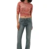 New GANNI Merino Mouline Cropped Top Vibrant Orange