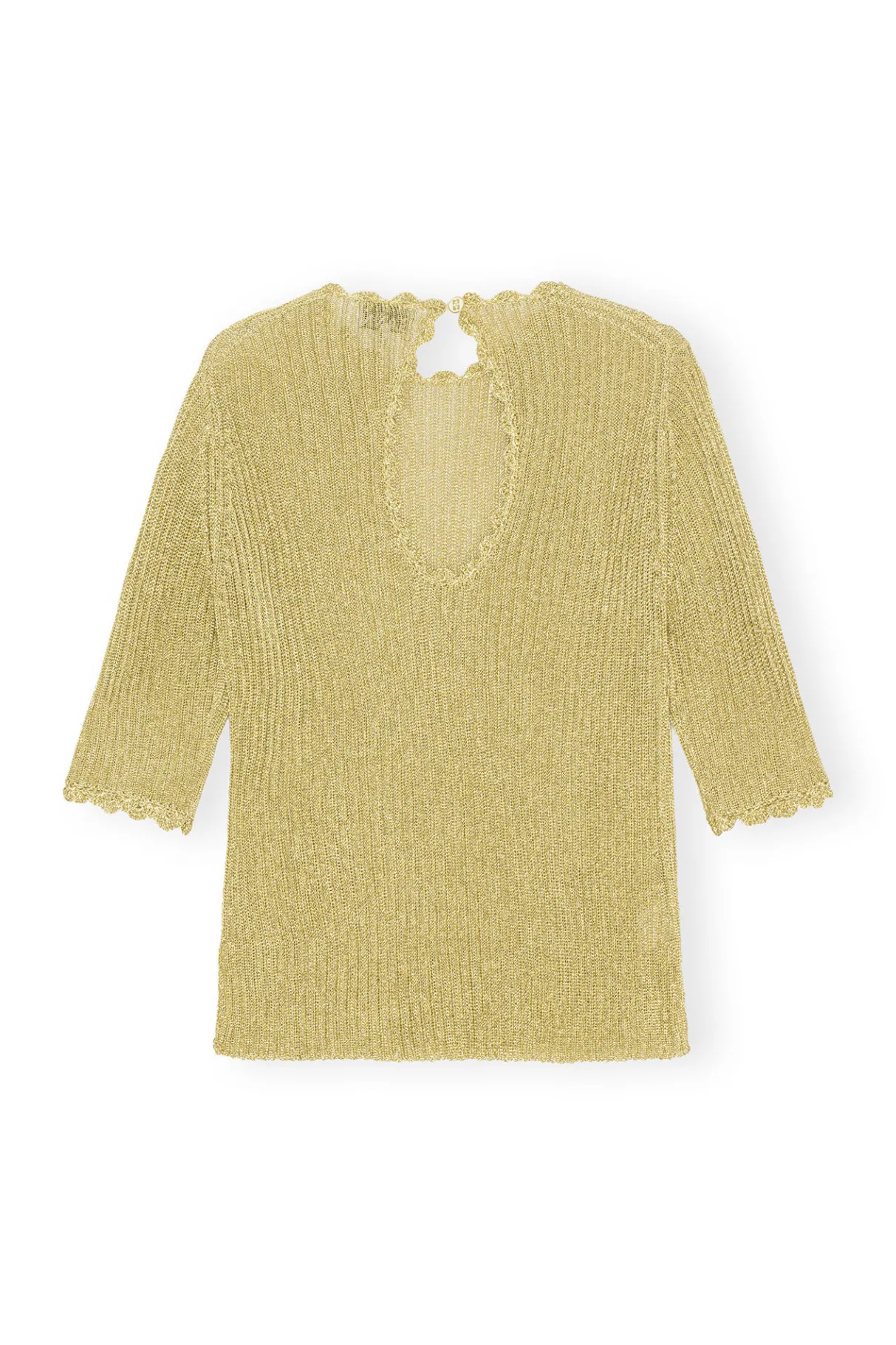 Cheap GANNI Metallic Open Back Blouse Gold