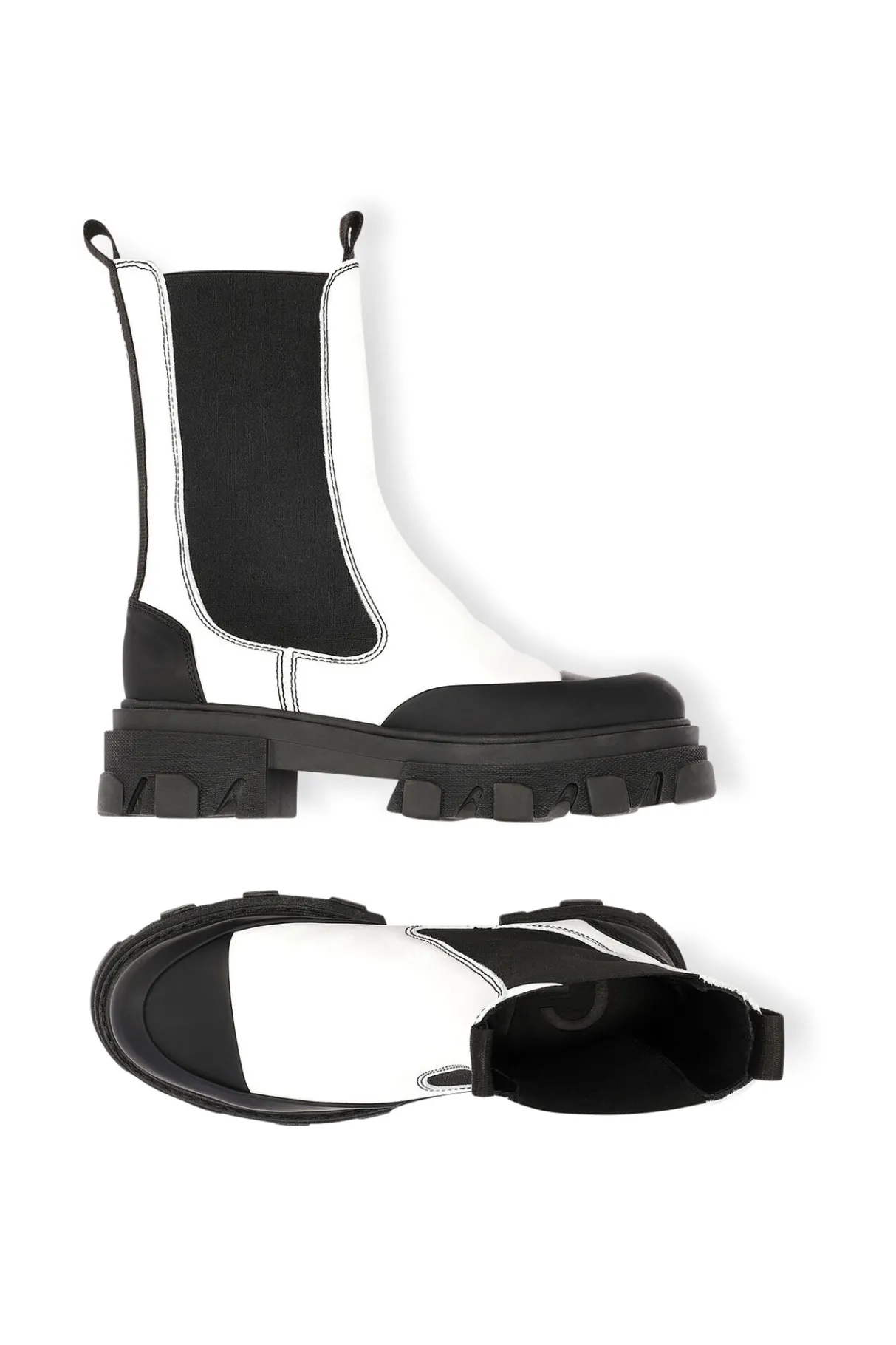 New GANNI Mid Chelsea Boots Egret